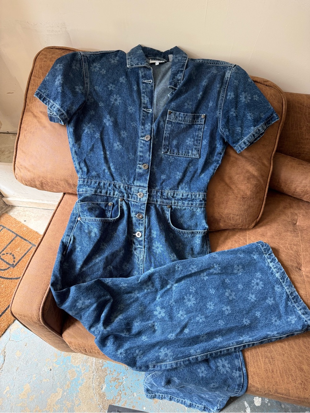 Ragged x Free People Floral-Print Denim Jumpsuit